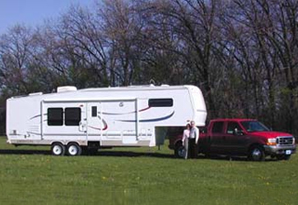 John and Lana with their new Americana Model Fifth Wheel.